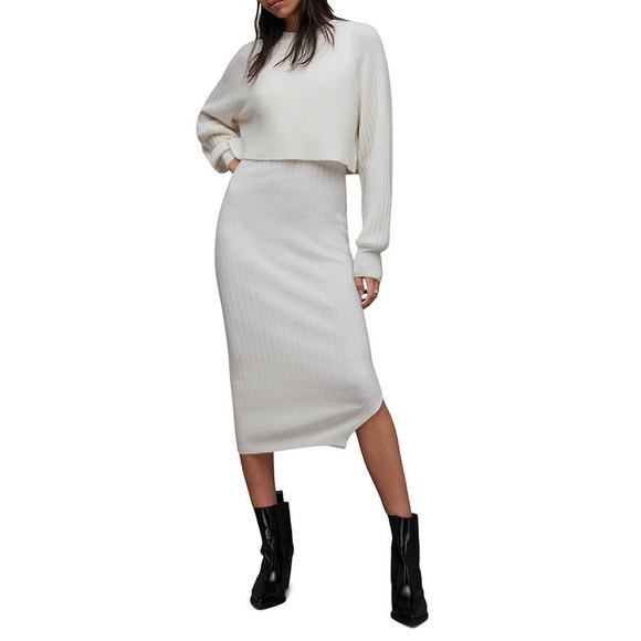 Allsaints 'Margot' White Crewneck Dress Size S